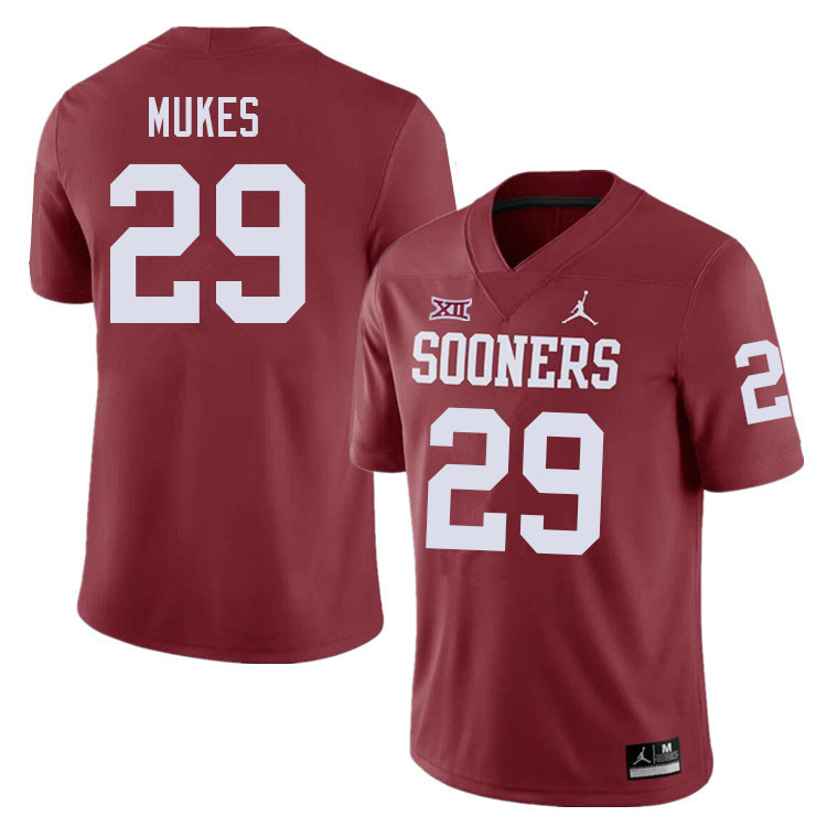 Men #29 Jordan Mukes Oklahoma Sooners College Football Jerseys Sale-Crimson